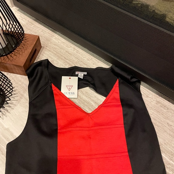 NWT GUESS Bodycon Dress - Black and Red Orange - Picture 4 of 9